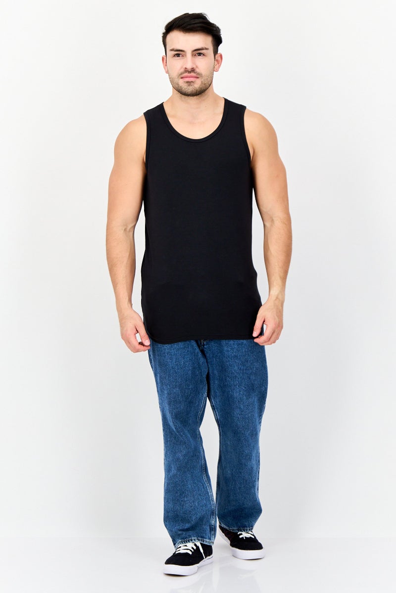 Tommy John Men 2 Pack Round Neck Sleeveless Plain Undershirts, Black - Image 4